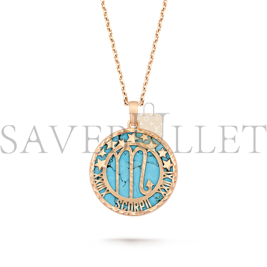 VAN CLEEF ARPELS ZODIAQUE LONG NECKLACE SCORPII (SCORPIO) - ROSE GOLD, TURQUOISE  VCARP9RH00